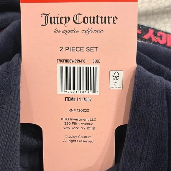 NWT Juicy Couture Blue Velour Track Pants - Picture 4 of 4